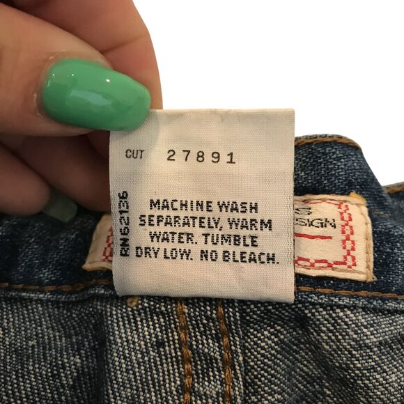 Vintage Guess High Waisted Bermuda Denim Shorts Tie Waist Button Fly Size 1 Y2K - Picture 6 of 6